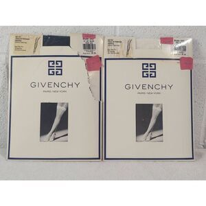 Vintage Givenchy A/B Stretch Lace Leg Nylon Stockings White Jet Black Pantyhose